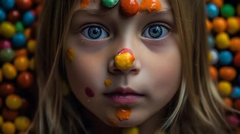 Premium AI Image | A girl with a face covered in candy