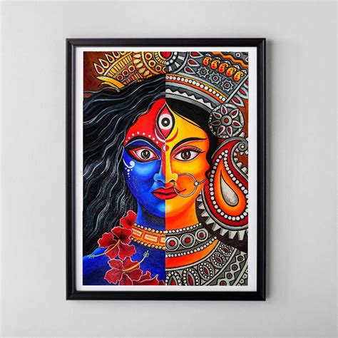 Kali Durga Painting Bengal Wall Art Durga Puja Kolkata Wall - Etsy Denmark