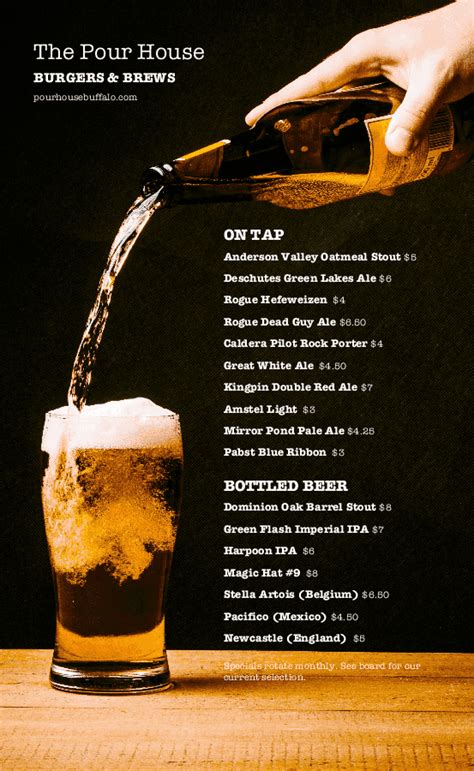 Beer Bar Menu | Beer menu design, Beer menu, Bar menu