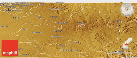 Physical Panoramic Map of Marondera