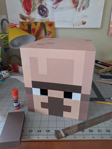 Minecraft costume head DIY: Free Villager printable for Halloween or a ...