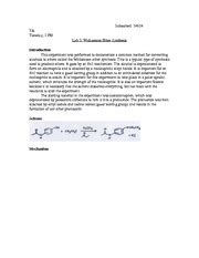 williamson ether synthesis lab alternative lab report - Submitted:3/4 ...