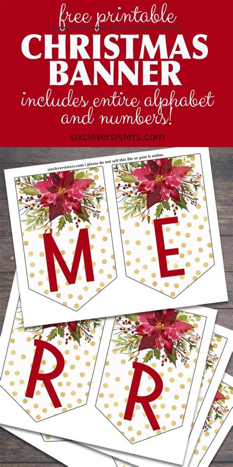 Printable Christmas Banner - Six Clever Sisters | Christmas banner ...