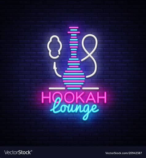 Hookah neon sign lounge logo Royalty Free Vector Image