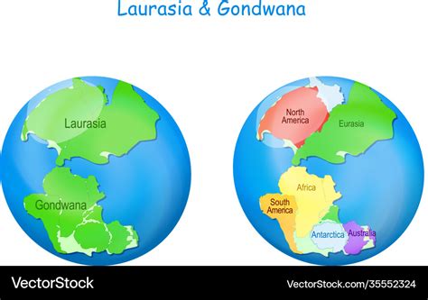 Maps laurasia and gondwana continental borders Vector Image