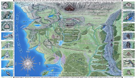 An awesome colour-rendering of the realms of Beleriand from The ...