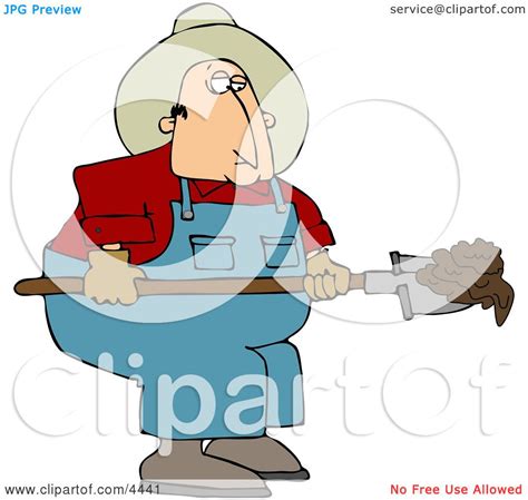 Cowboy Rancher Scooping Cattle Dung with a Shovel Clipart by djart #4441