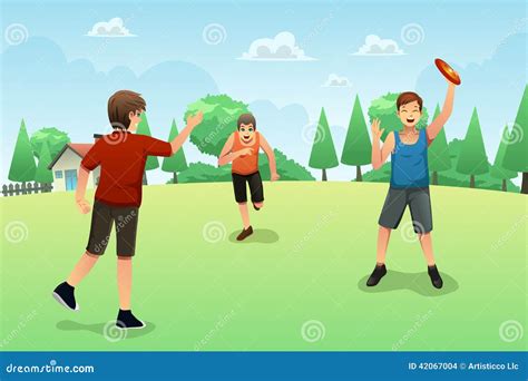 Young People Playing Frisbee Stock Vector - Image: 42067004