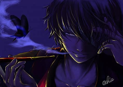 Takasugi Shinsuke, male, butterfly, smoking, anime, gin tama, shinsuke ...