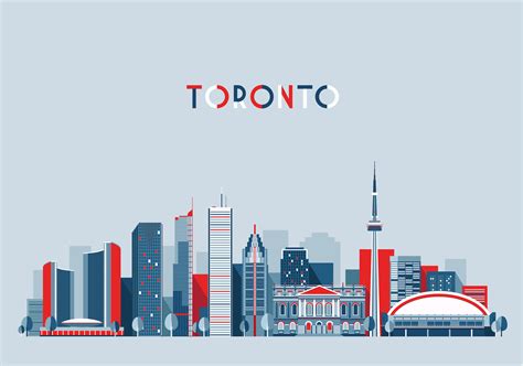 Toronto Canada City Skyline Flat Trendy Vector | Canada city, Moving to ...