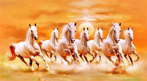 Large Size Vastu Seven Horses Painting in Right Direction (Without ...