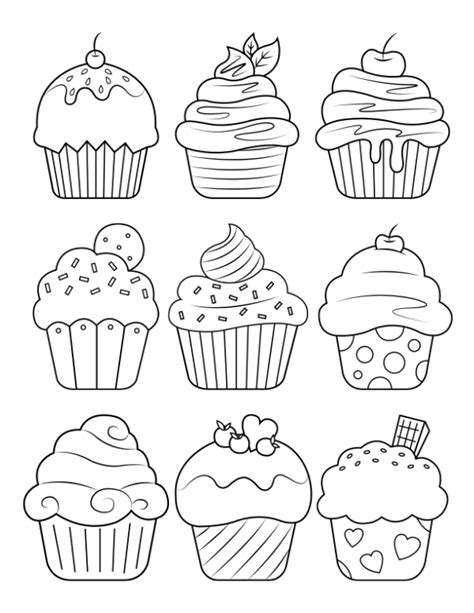 Printable Cupcake Coloring Page