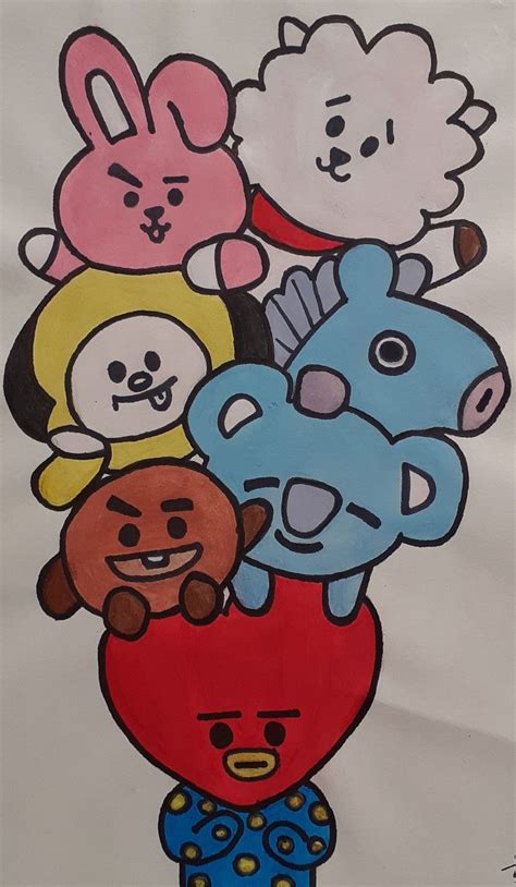 Pin von Angel Webber auf BT21 Drawings | Kunst skizzen, Skizzen, Zeichnen