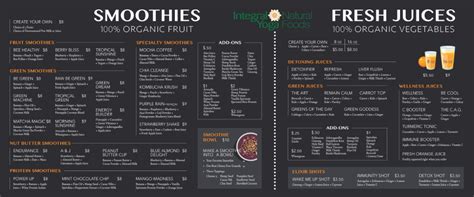 Juice Menu — Integral Yoga Natural Foods | Juice menu, Smoothie menu ...