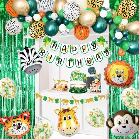 Amazon.com: NAIWOXI Safari Birthday Decorations 90PcsSet Jungle Theme ...