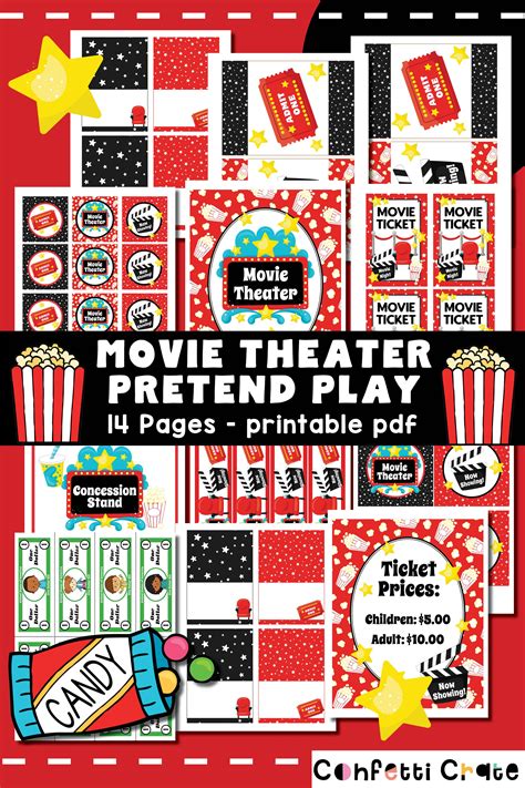 Movie theater pretend play printables. Playdate Activities, Childcare ...