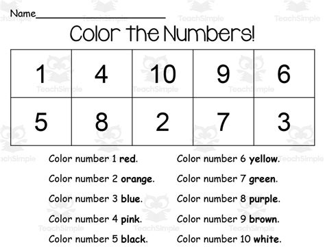 Color Your Numbers 1-10 Printable by Teach Simple