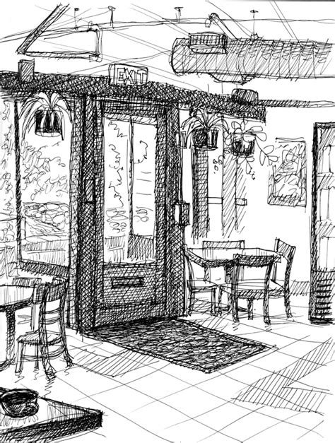 French Cafe Drawing at PaintingValley.com | Explore collection of ...