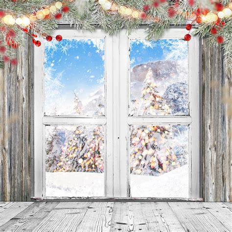 Window Snow Scenery Christmas Backdrops for Photography DBD-19327 ...