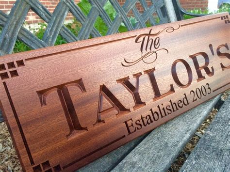 Buy Custom Carved Family Established Sign On Sapele, made to order from ...