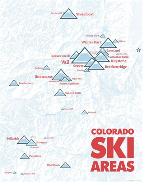 Colorado Ski Resorts Map 11x14 Print | Etsy