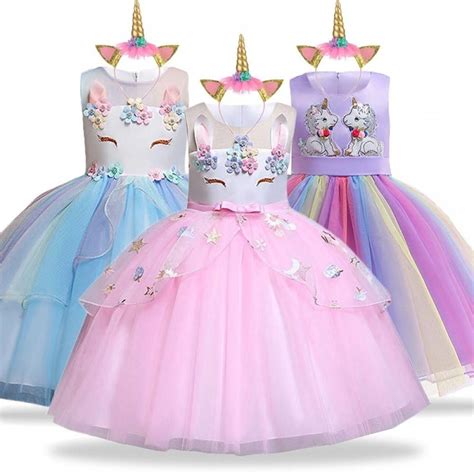 Unicorn Dress Birthday Kids Dresses For Girls Costume Halloween ...