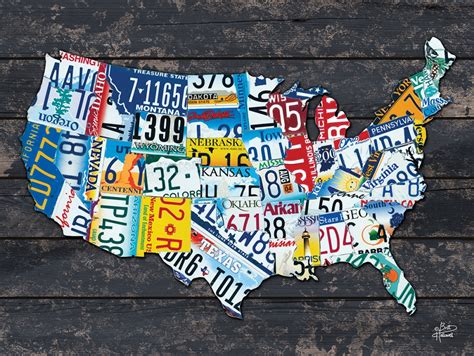 USA License Plate Map - Art and Frame - Adelaide