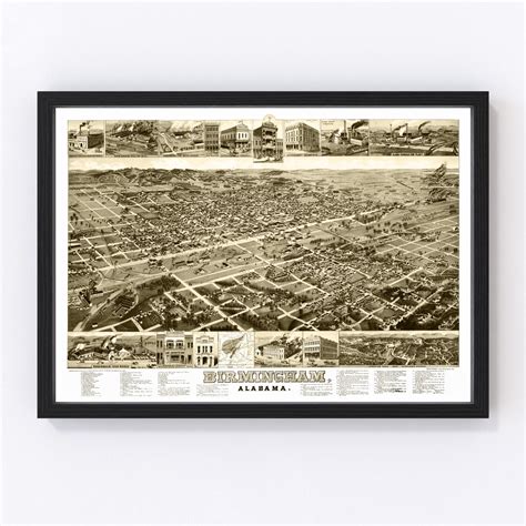 Vintage Map of Birmingham, Alabama 1885 by Ted's Vintage Art