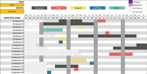 Free Annual Leave Planner Excel Template - PRINTABLE TEMPLATES