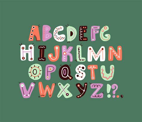 Cute funky letter alphabet design colorful and playful letter design ...