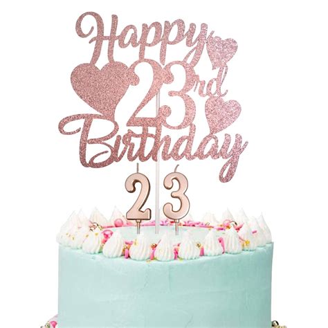 Buy Happy 23rd Birthday Cake Topper, Rose Gold 23rd Birthday Cake ...