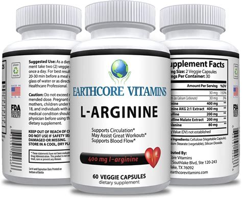 Amazon.com: L-ARGININE Dietary Supplement - EarthCore Vitamins: Health ...