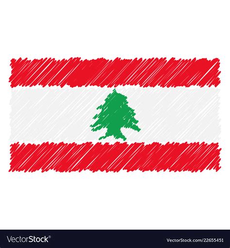 Hand drawn national flag of lebanon isolated Vector Image