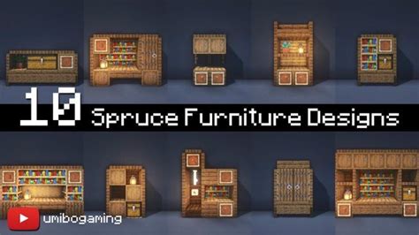 10 Spruce Furniture Designs: Minecraftbuilds | Minecraft interior ...