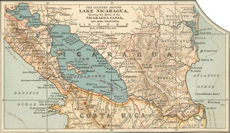 Early map of Nicaragua Canal • mappery