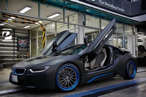 Thai BMW i8 Gets Custom Blue ADV.1 Wheels - GTspirit