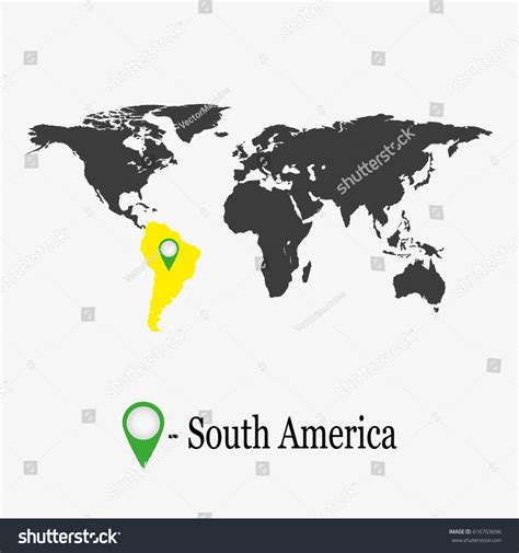 World Map with continent South America. - Royalty Free Stock Vector ...