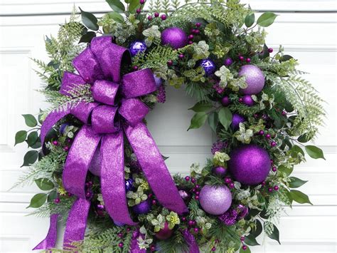 Large Sparkling Purple Christmas Wreath