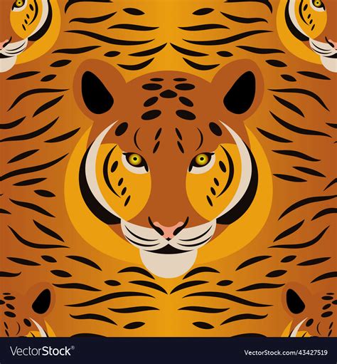 Tiger head fur texture seamless pattern Royalty Free Vector