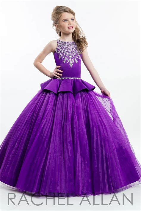 DF205 Sparkly Beaded Purple Ball Gown Girls Pageant Dresses 2016 New ...