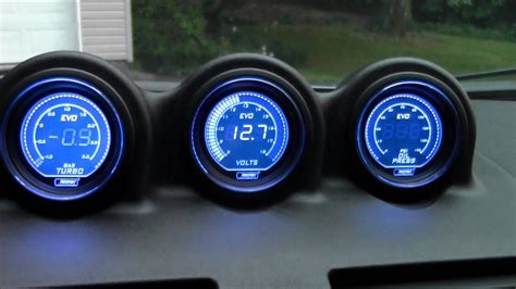 Prosport Gauges Evo Series Start Up - YouTube