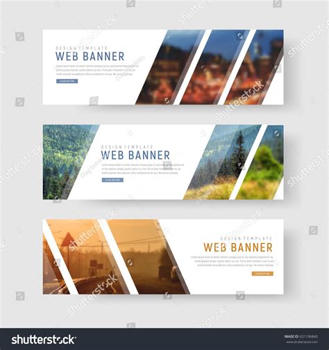 Template of white web banners with diagonal elements for a photo ...