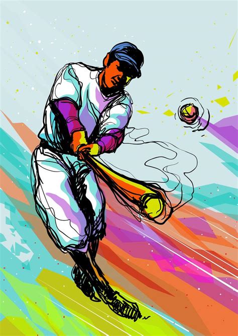 Colorful Abstract Baseball Player 190703 Vector Art at Vecteezy