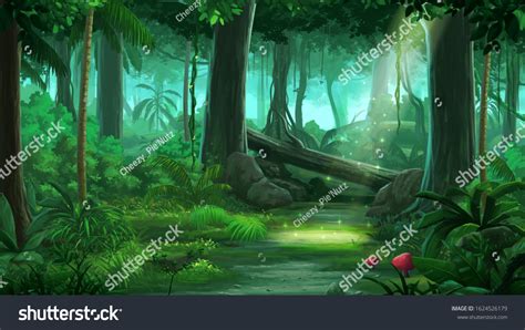 Tropical Jungle Day Anime Background Illustration Stock Illustration ...