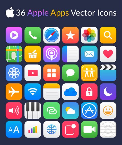 36 Apple Apps Vector Icons - Graphicsfuel | App icon design, Ios app ...