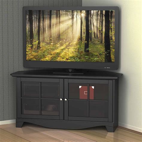 Walker Edison Black Wood Corner TV Stand for TVs up to 48" - Walmart ...