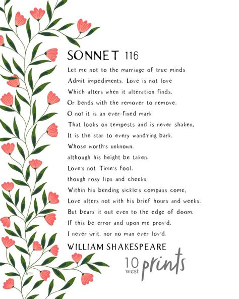 Sonnet 116 / Shakespeare / Printable / Art / Digital Download ...