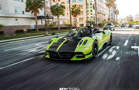 Green Pagani Huayra Roadster BC has a matching Zonda Cinque for company ...