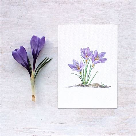 Purple Crocus Watercolor Print | Watercolor print, Floral watercolor ...