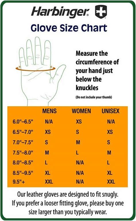 Harbinger Glove Size Chart | Gloves, Size chart, Men style tips